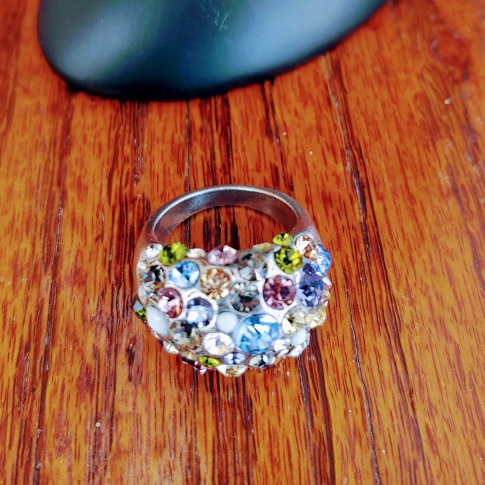 Faceted Multi-stone Silver Cocktail Ring - Picture 5 of 5